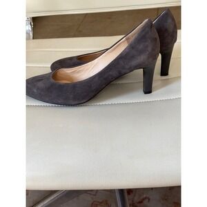 Hogl Womens Suede Almond Toe Pumps Charcoal Grey Leather Lined Heels Size 9 US